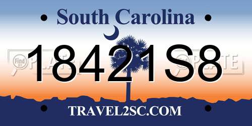 18421S8 South Carolina License Plate