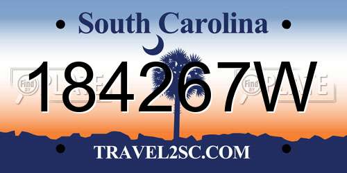 184267W South Carolina License Plate