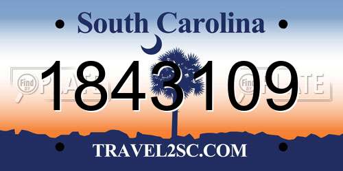 1843109 South Carolina License Plate