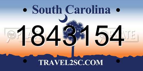 1843154 South Carolina License Plate