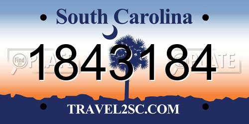 1843184 South Carolina License Plate