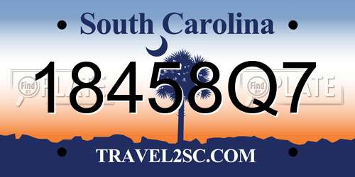 18458Q7 South Carolina License Plate