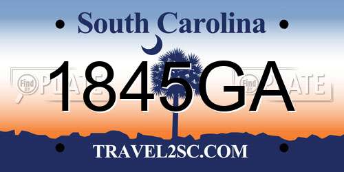 1845GA South Carolina License Plate