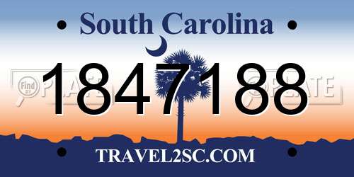 1847188 South Carolina License Plate