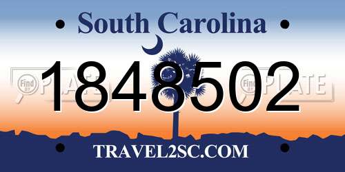 1848502 South Carolina License Plate