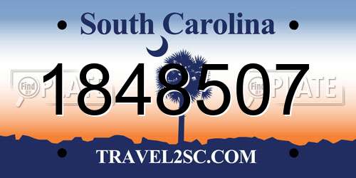 1848507 South Carolina License Plate