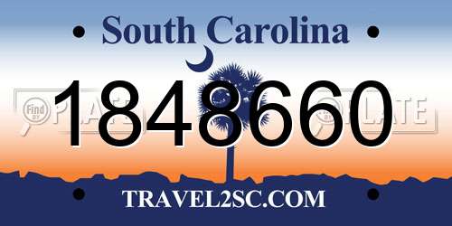 1848660 South Carolina License Plate