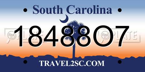 18488O7 South Carolina License Plate