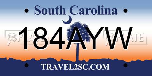 184AYW South Carolina License Plate