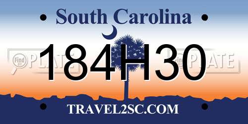 184H30 South Carolina License Plate