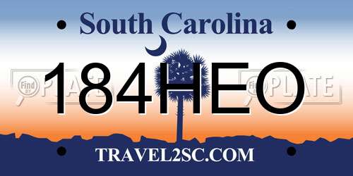 184HEO South Carolina License Plate