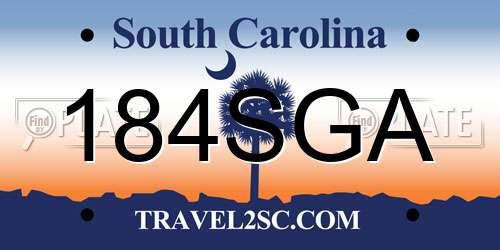 184SGA South Carolina License Plate