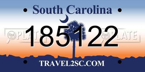 185122 South Carolina License Plate