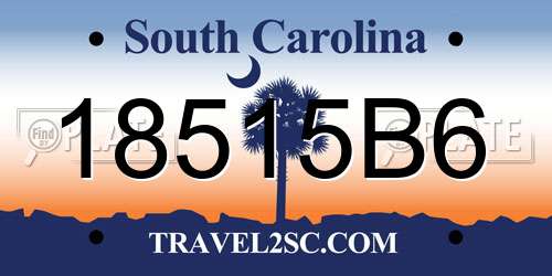 18515B6 South Carolina License Plate