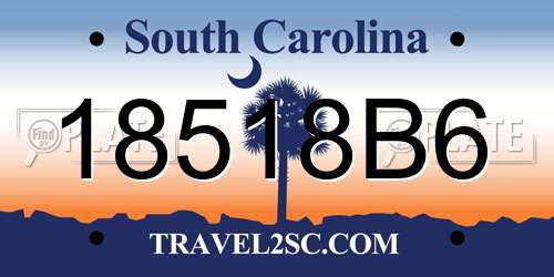 18518B6 South Carolina License Plate
