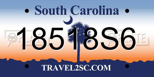 18518S6 South Carolina License Plate