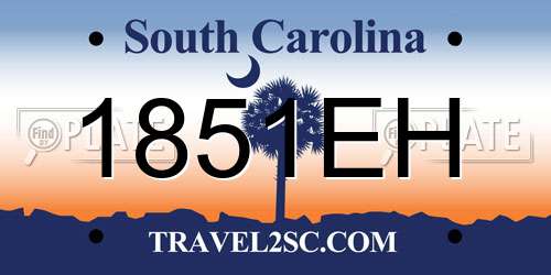 1851EH South Carolina License Plate
