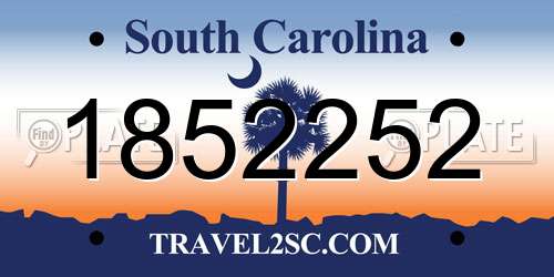 1852252 South Carolina License Plate
