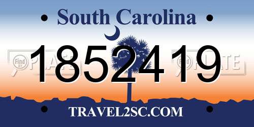 1852419 South Carolina License Plate