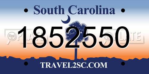 1852550 South Carolina License Plate