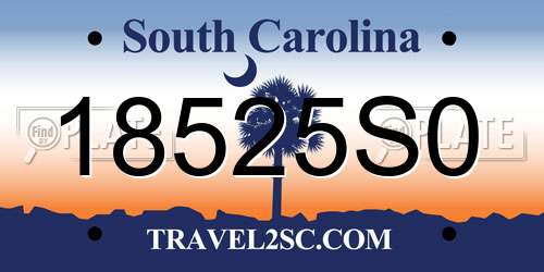 18525S0 South Carolina License Plate