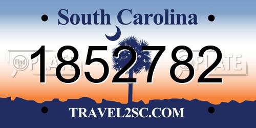 1852782 South Carolina License Plate