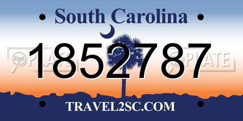 1852787 South Carolina License Plate