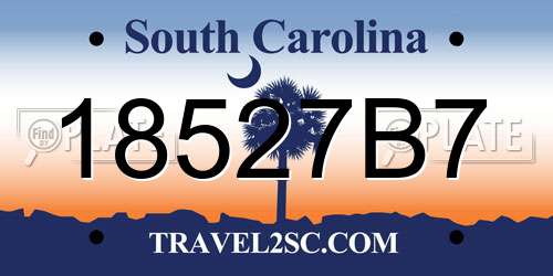 18527B7 South Carolina License Plate