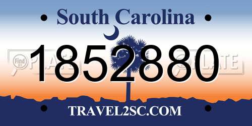1852880 South Carolina License Plate
