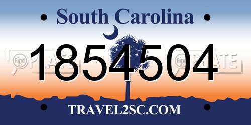 1854504 South Carolina License Plate