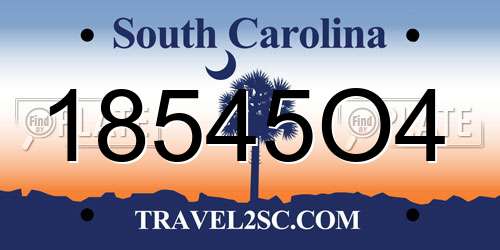 18545O4 South Carolina License Plate