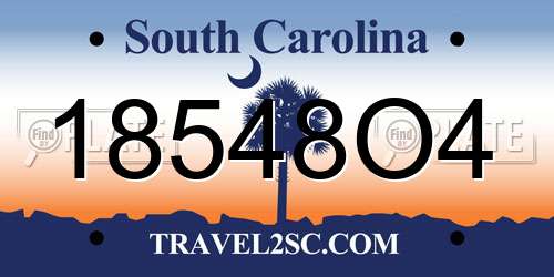 18548O4 South Carolina License Plate