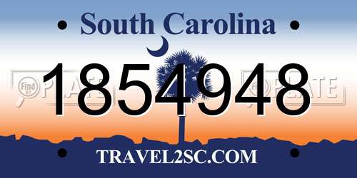 1854948 South Carolina License Plate