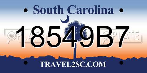 18549B7 South Carolina License Plate