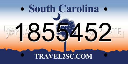 1855452 South Carolina License Plate