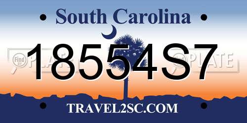 18554S7 South Carolina License Plate