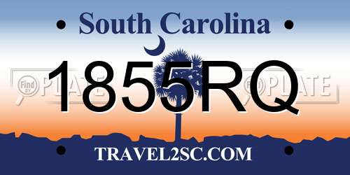 1855RQ South Carolina License Plate