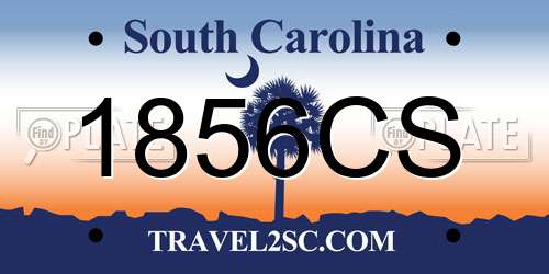 1856CS South Carolina License Plate