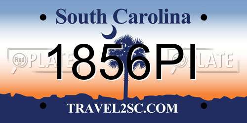 1856PI South Carolina License Plate