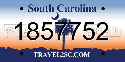 1857752 South Carolina License Plate