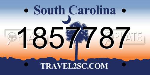 1857787 South Carolina License Plate