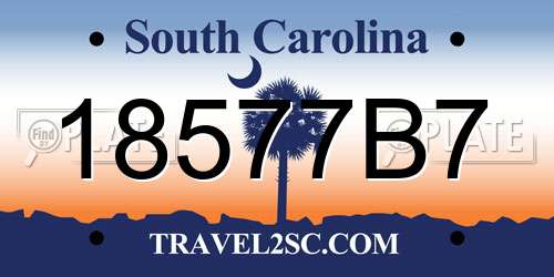 18577B7 South Carolina License Plate