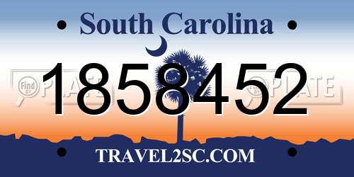 1858452 South Carolina License Plate