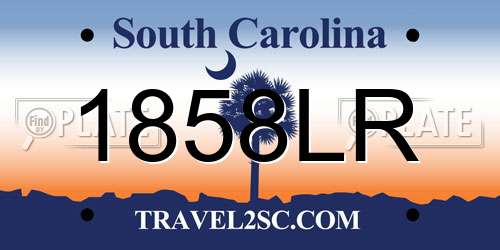 1858LR South Carolina License Plate