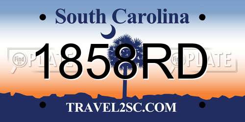 1858RD South Carolina License Plate
