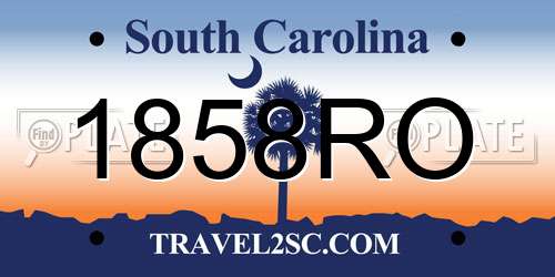 1858RO South Carolina License Plate