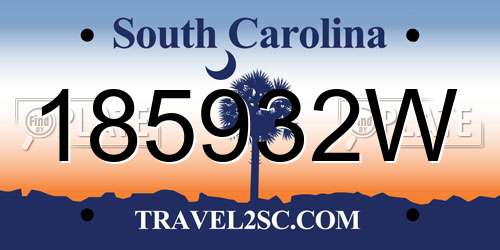 185932W South Carolina License Plate