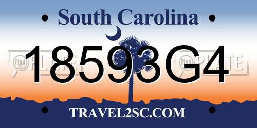 18593G4 South Carolina License Plate