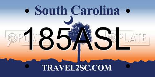 185ASL South Carolina License Plate