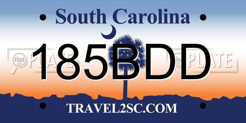 185BDD South Carolina License Plate